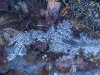 Klare Eisschicht mit wirrem Eiskristallmuster